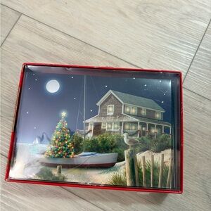 Holiday Greeting Card Set with Festive Christmas Tree Beachhouse
